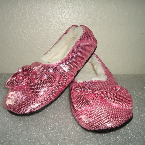 Snoozies Ballerina Bling Metallic Shine Women's Sequin House Slippers  Sz-5/6 - Picture 3 of 7